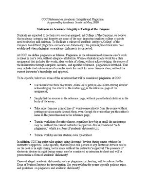 COC Statement on Academic Integrity and Plagiarism