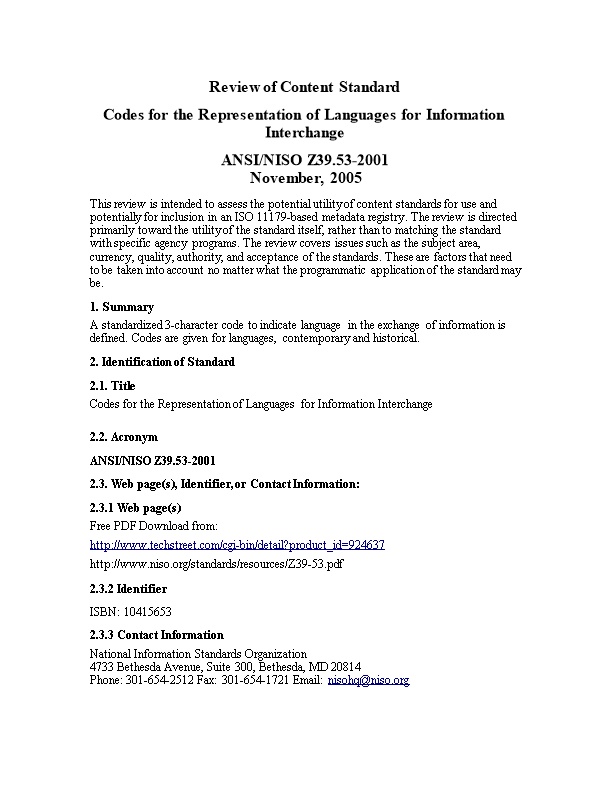 Codes for the Representation of Languages for Information Interchange