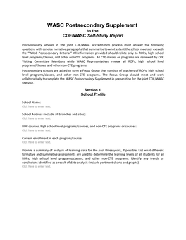 COE/WASC Self-Study Report