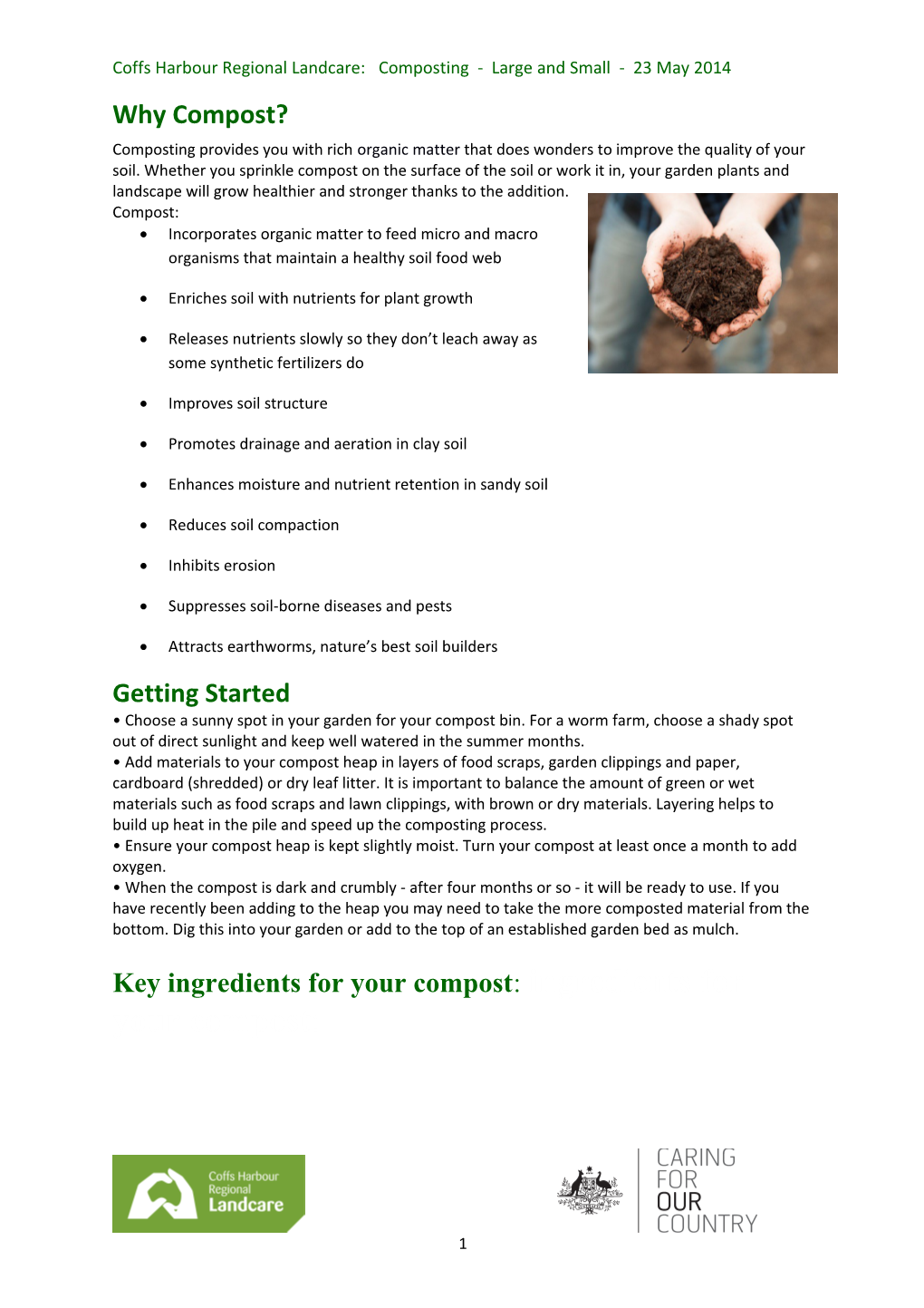 Coffs Harbour Regional Landcare: Composting - Large and Small - 23 May 2014
