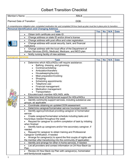 Colberttransition Checklist