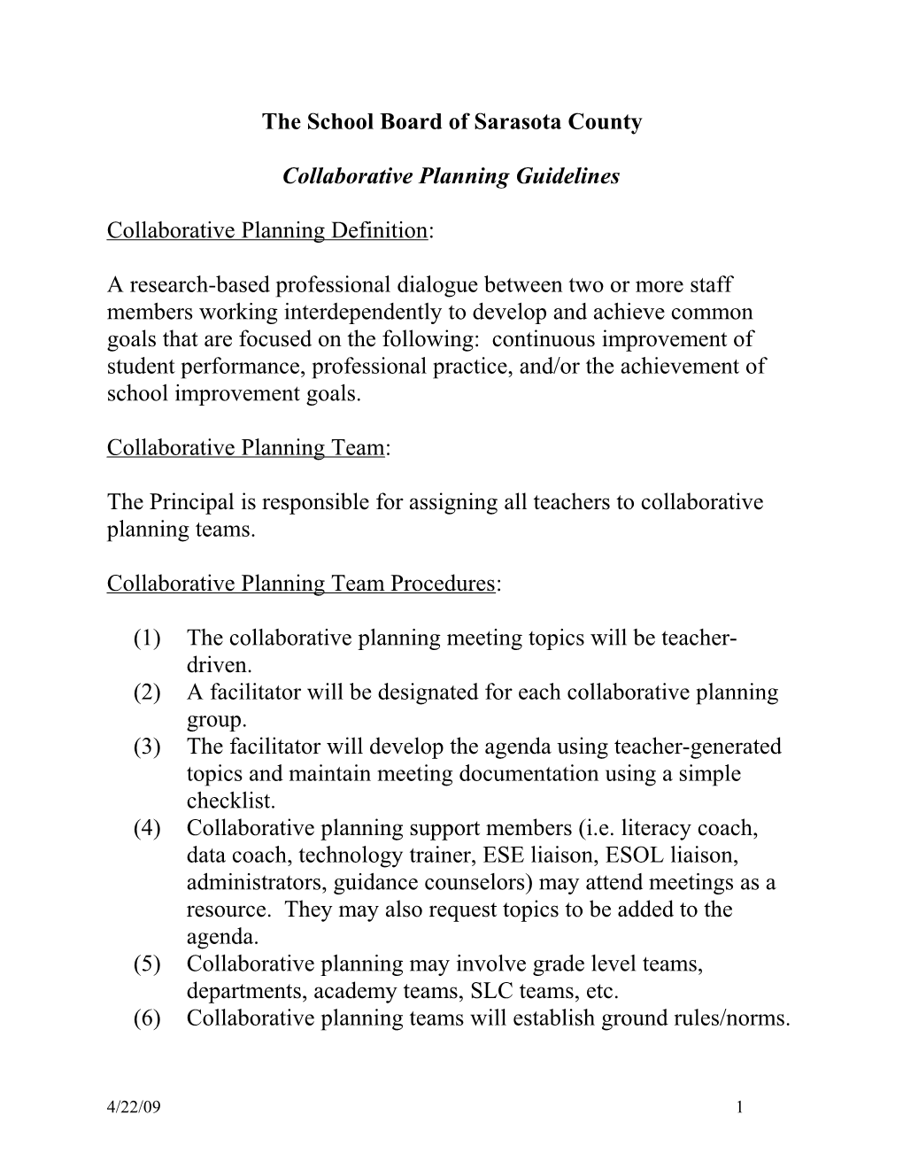 Collaborative Planning Definition