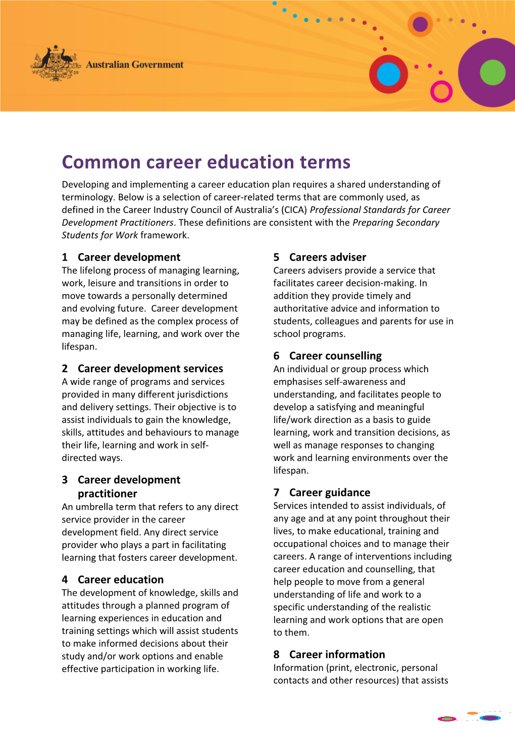 Common Career Education Terms