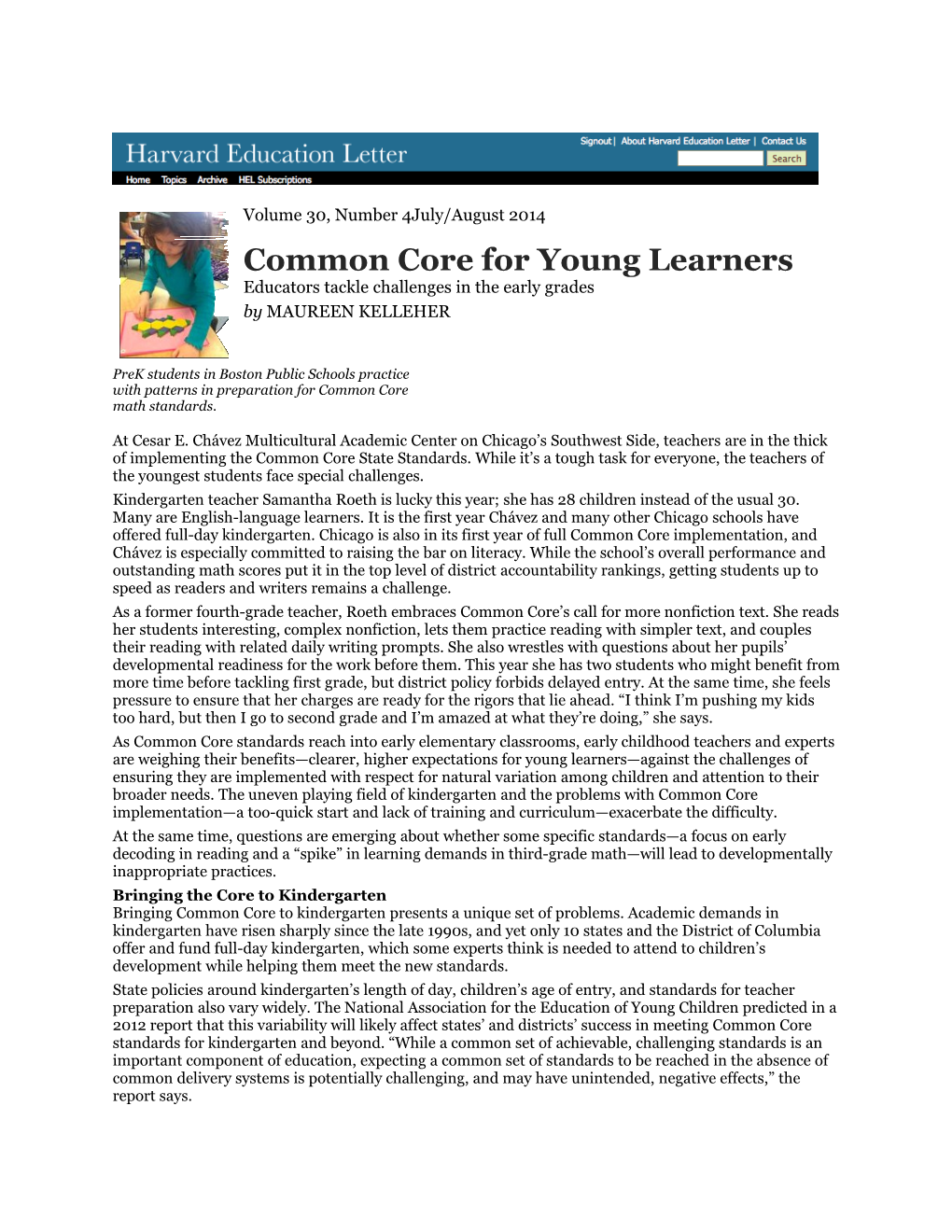 Common Core for Young Learners