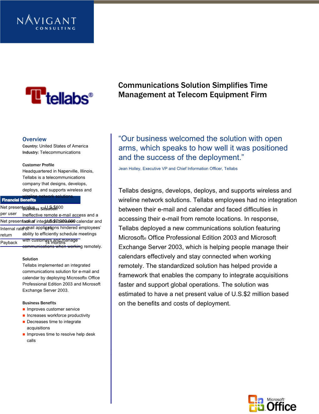 Communications Solution Simplifies Time Management at Telecom Equipment Firm