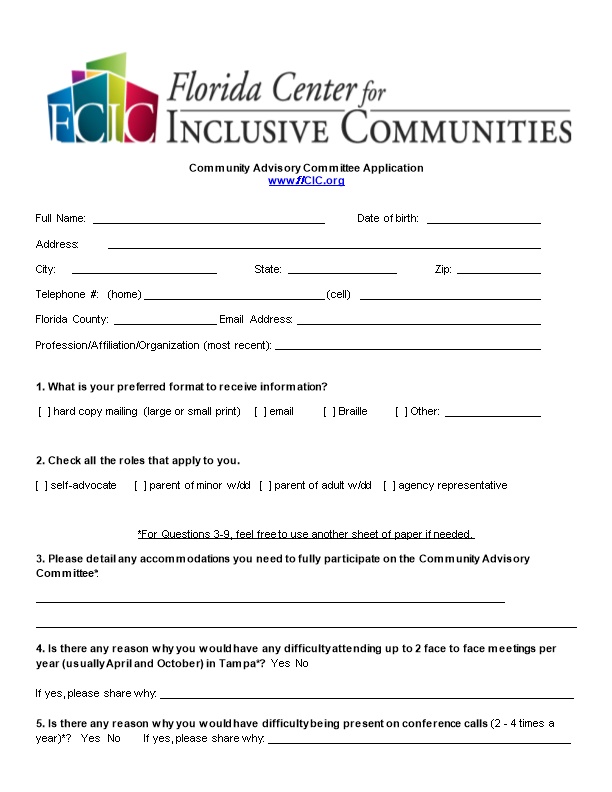 Community Advisory Committee Application
