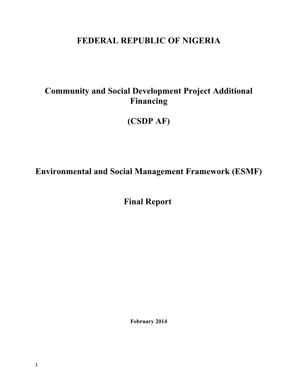 Community and Social Development Project Additional Financing