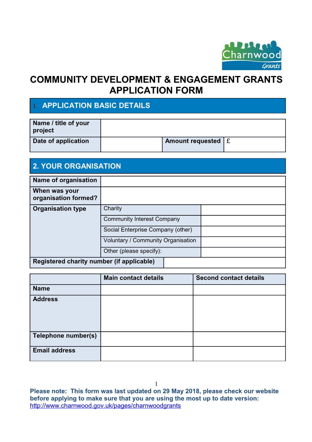 Community Development & Engagement Grantsapplication Form