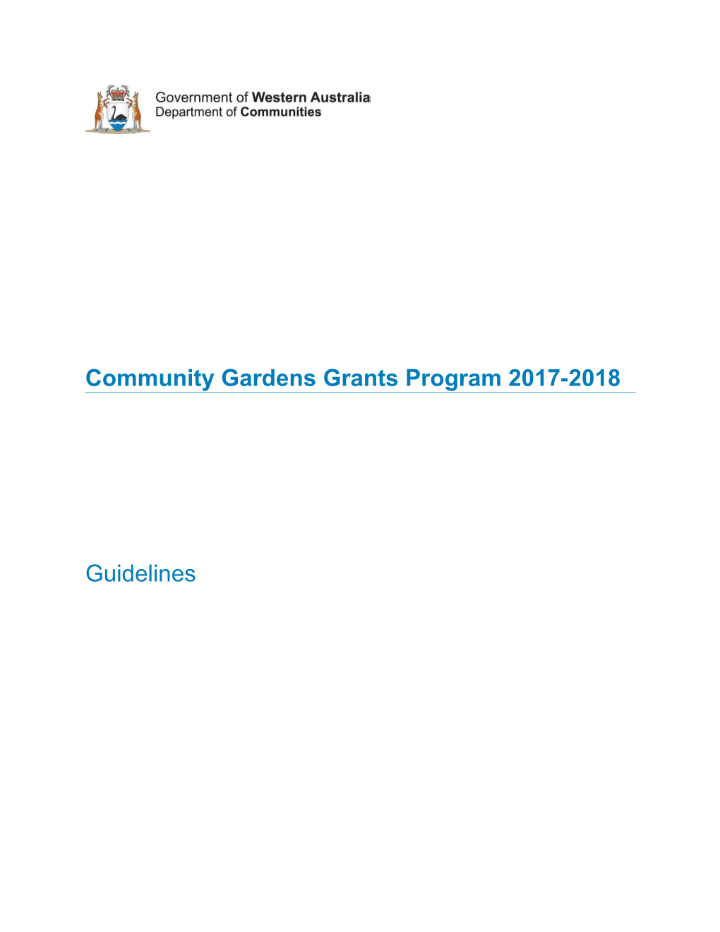 Community Gardens Grants Program - Guidelines