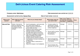 Company Name: Deli-Licious Date Assessment Was Carried Out: 01/01/15