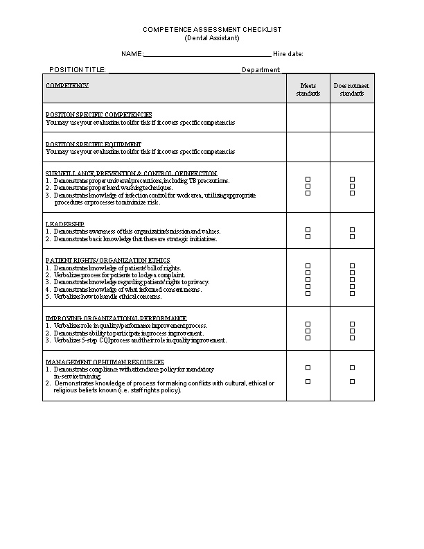 Competence Assessment Checklist