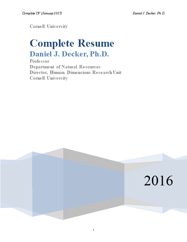 Complete CV (January 2017)Daniel J. Decker, Ph.D