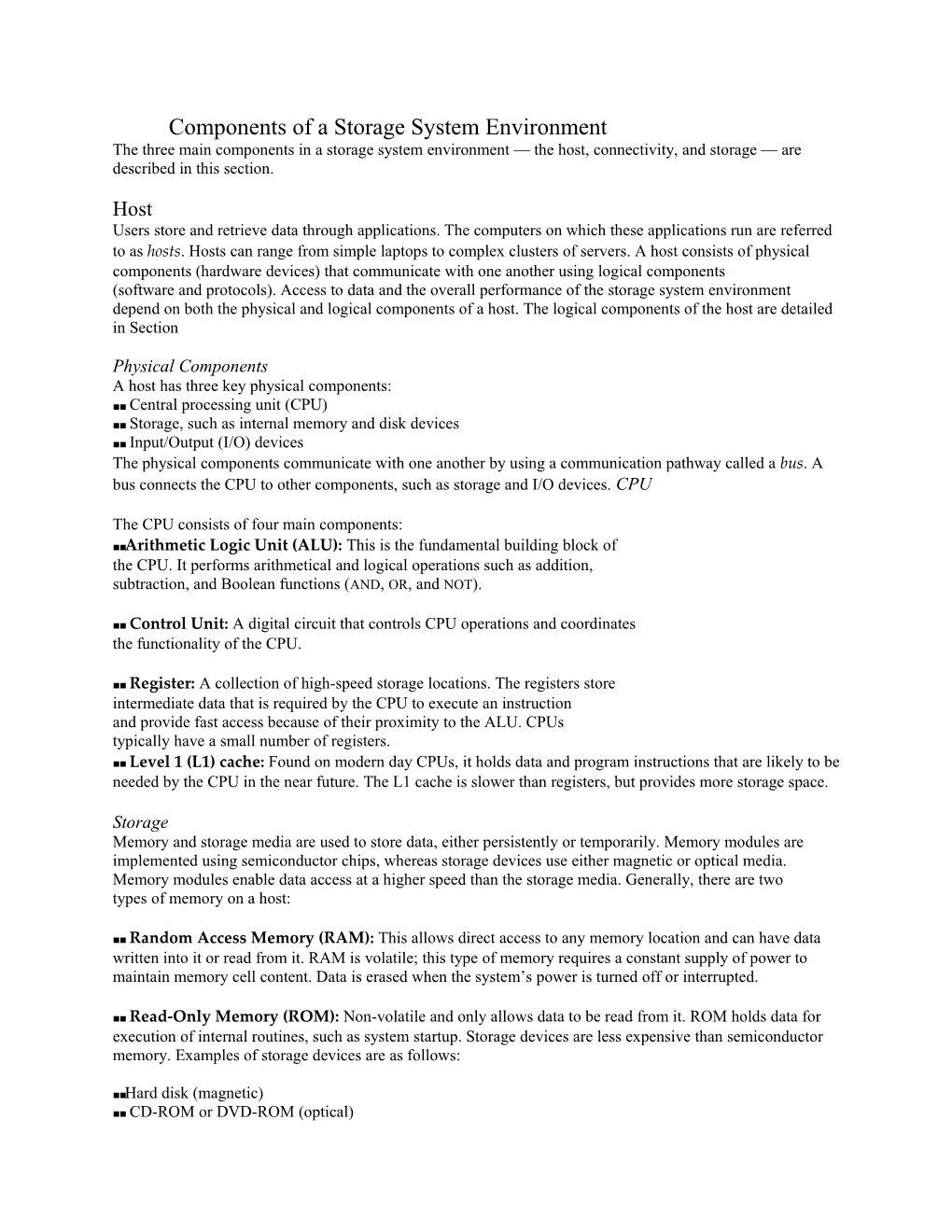 Components of a Storage System Environment Docest