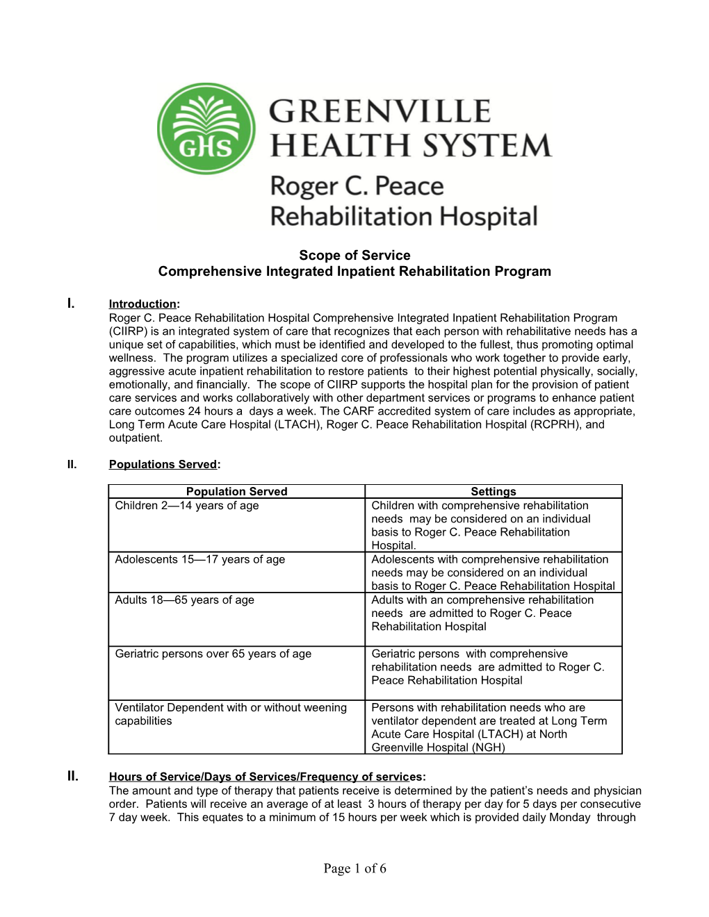 Comprehensive Integrated Inpatient Rehabilitation Program