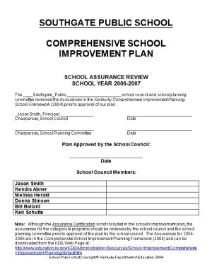 Comprehensiveschool Improvement Plan 2006-07