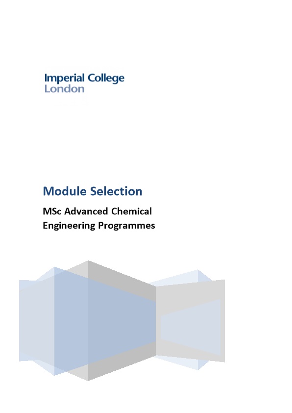 Compulsory Module for All Msc Advanced Chemical Engineering Students