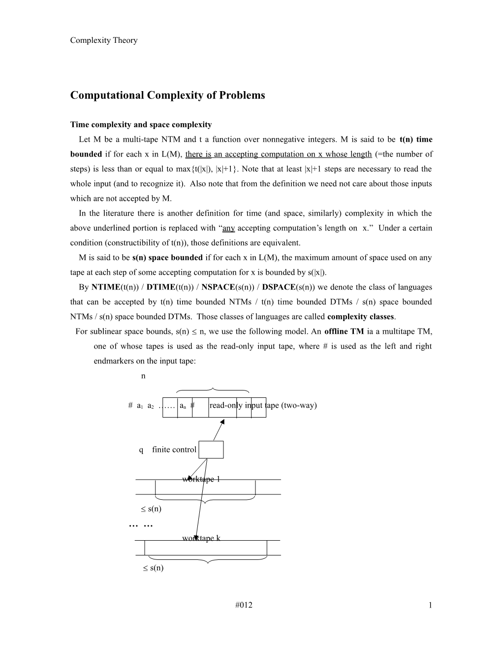 Computational Complexity of Problems