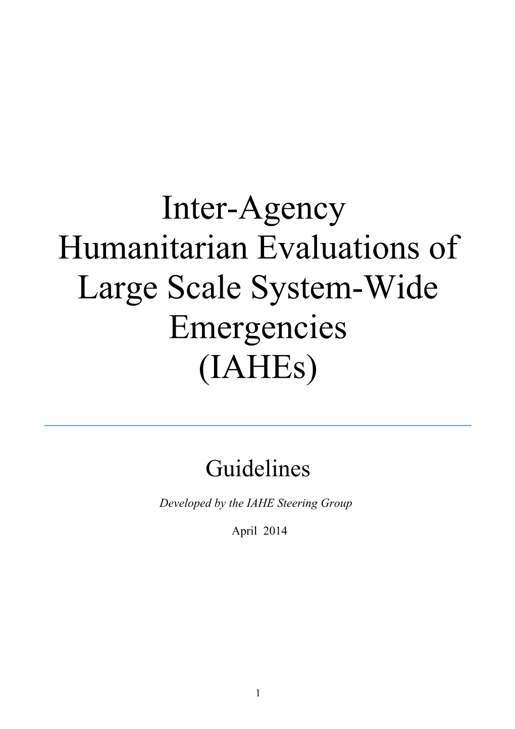 Conducting Inter-Agency Humanitarian Evaluations