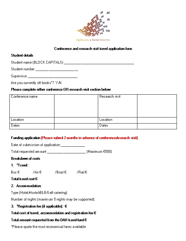 Conference and Research Visit Travel Application Form