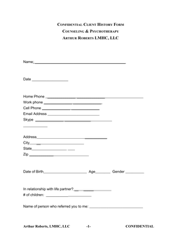 Confidential Client History Form
