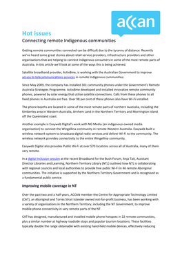 Connecting Remote Indigenous Communities
