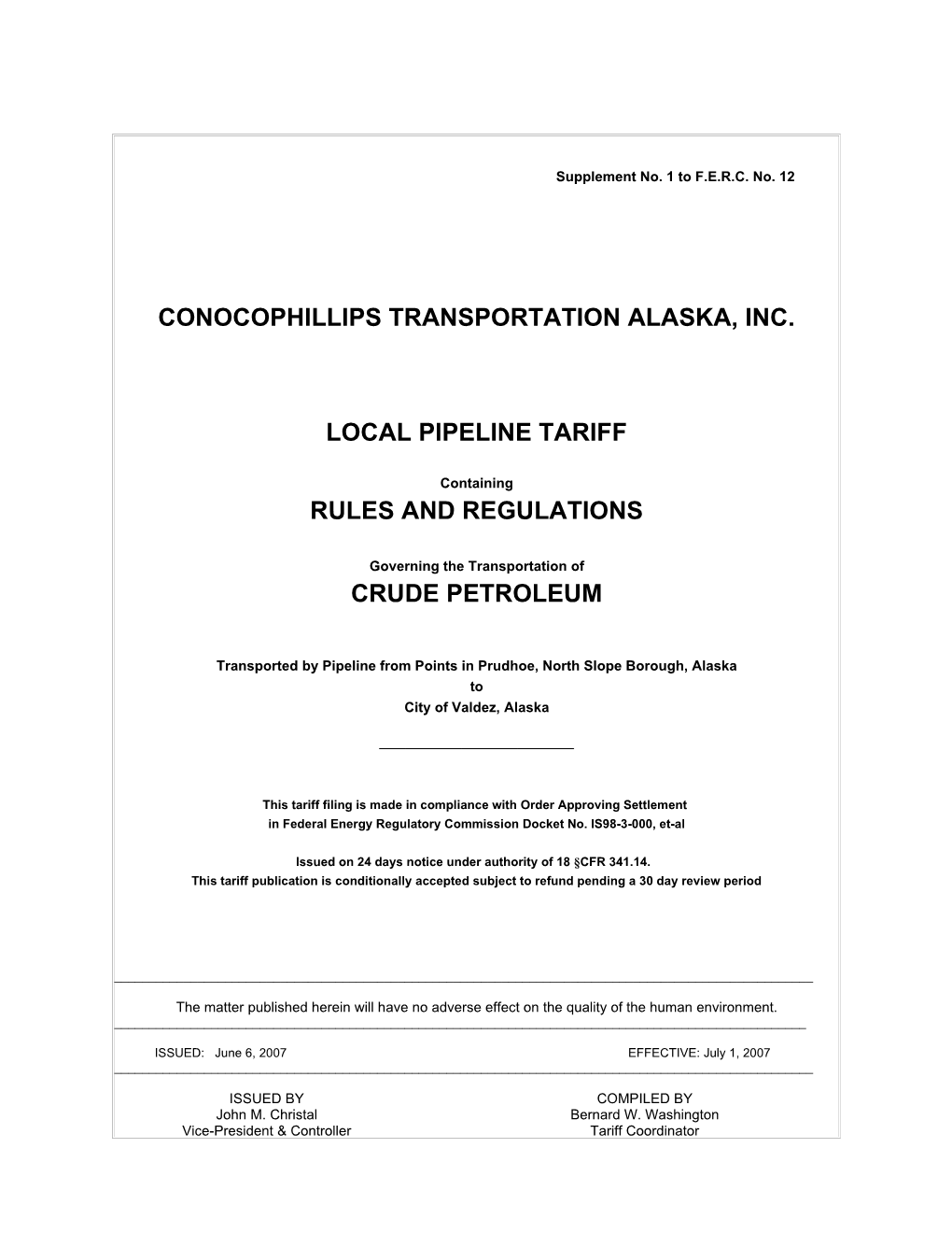 Conocophillips Transportation Alaska, Inc