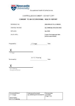 Consent to an Occupational Health Report