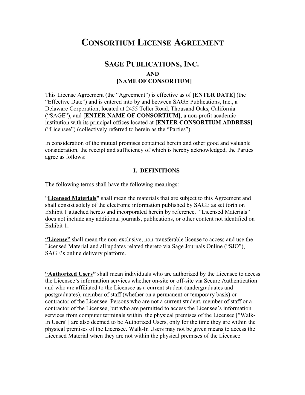 Consortium License Agreement