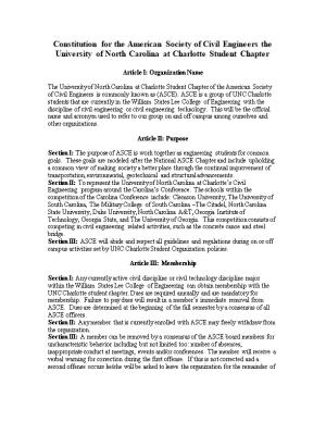 Constitution for the American Society of Civil Engineers the University of North Carolina