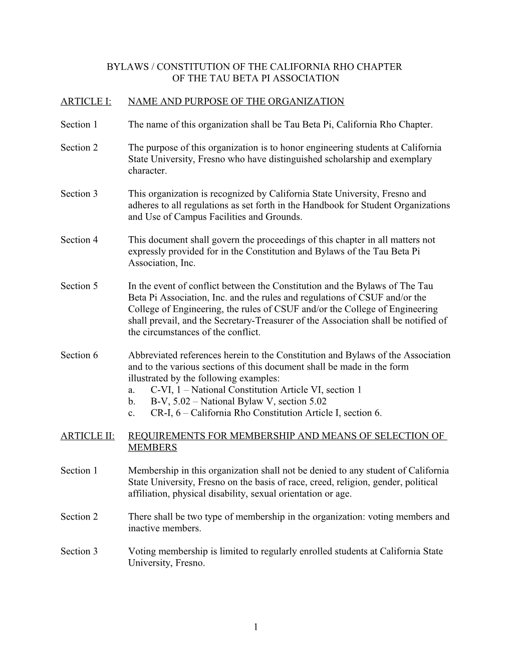 Constitution of Tau Beta Pi