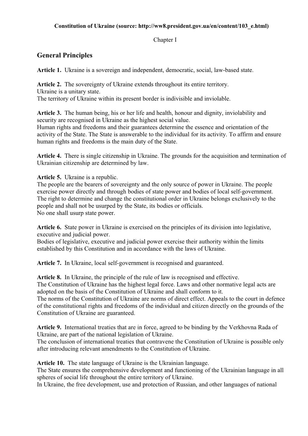 Constitution of Ukraine (Source