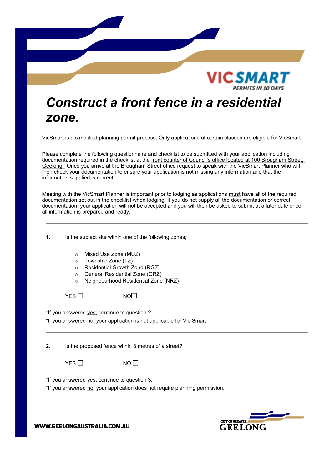 Construct a Front Fence in a Residential Zone