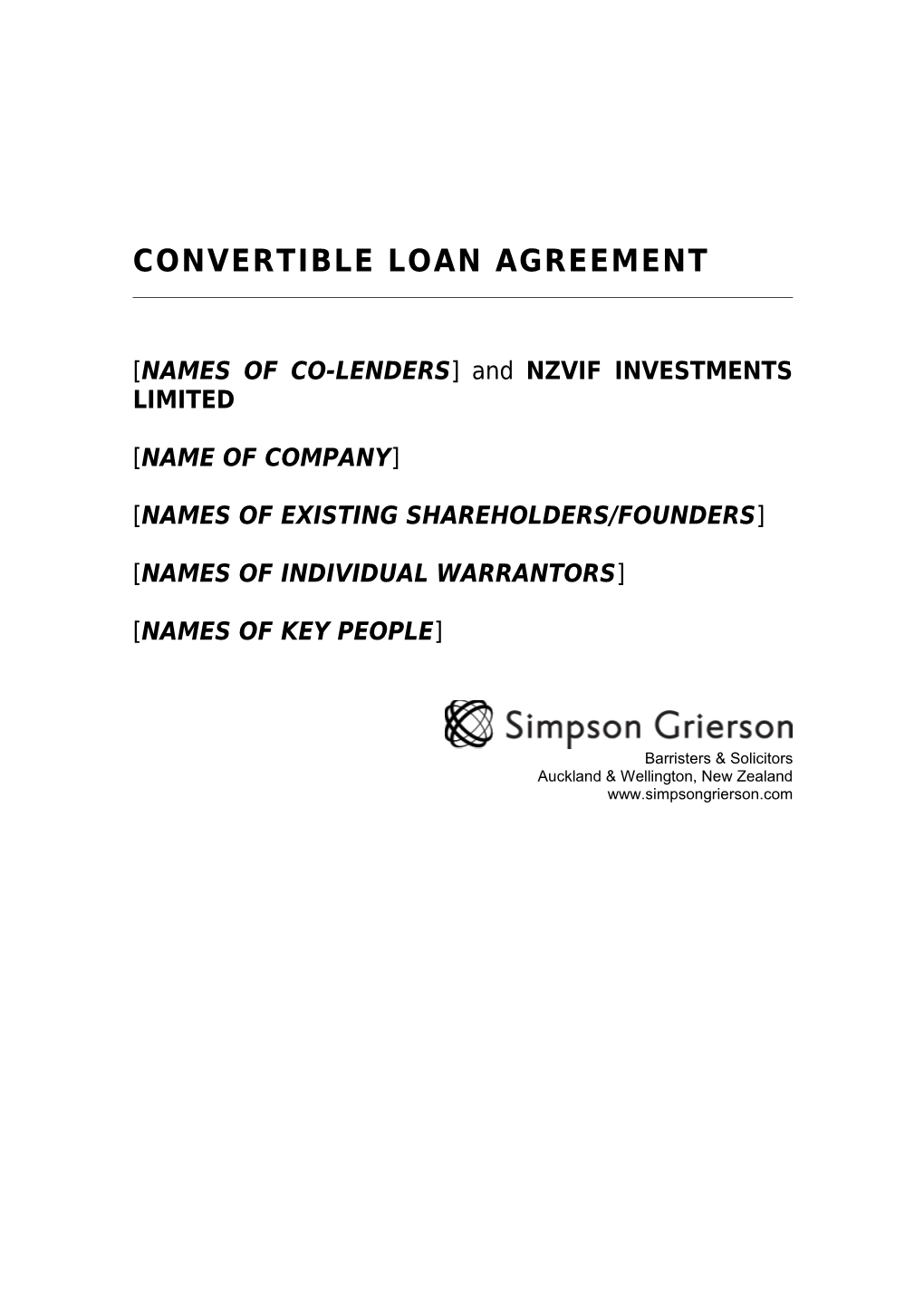 Convertible Loan Agreement