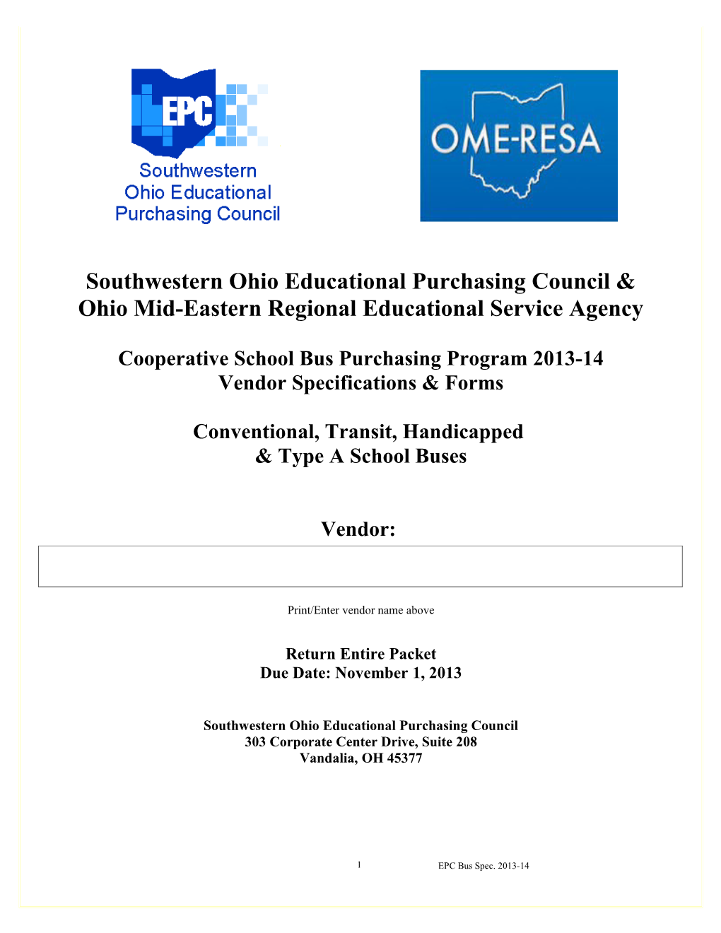 Cooperative School Bus Purchasing Program 2013-14