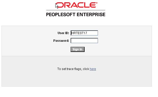 This screen shot reflect the Oracle PeopleSoft sign in
