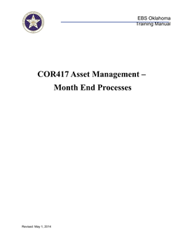 COR417 Asset Management Month End Processes