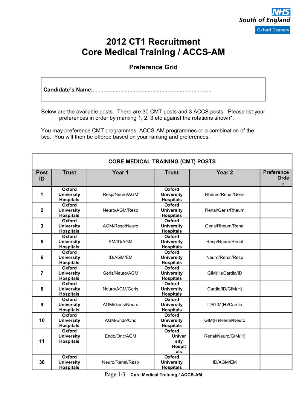 Core Medical Training / ACCS-AM