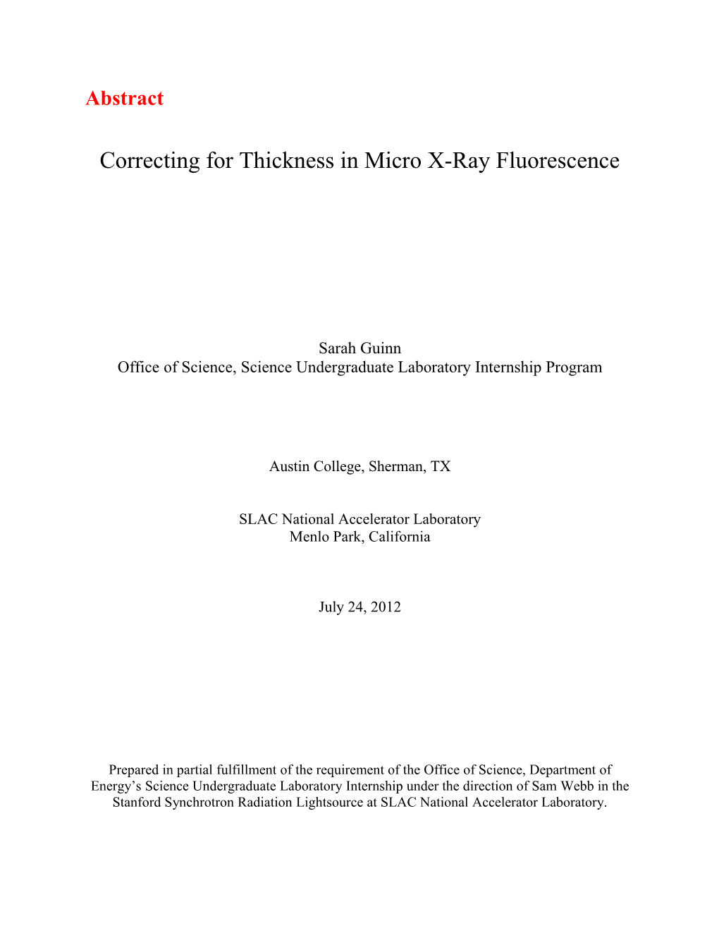 Correcting for Thickness in Micro X-Ray Fluorescence