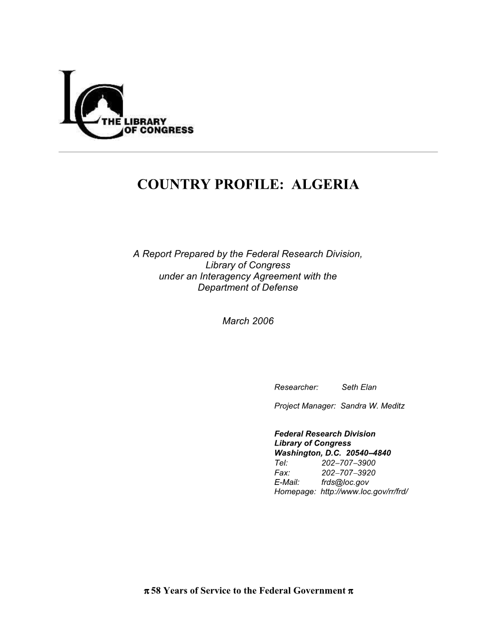 Country Profile: Algeria