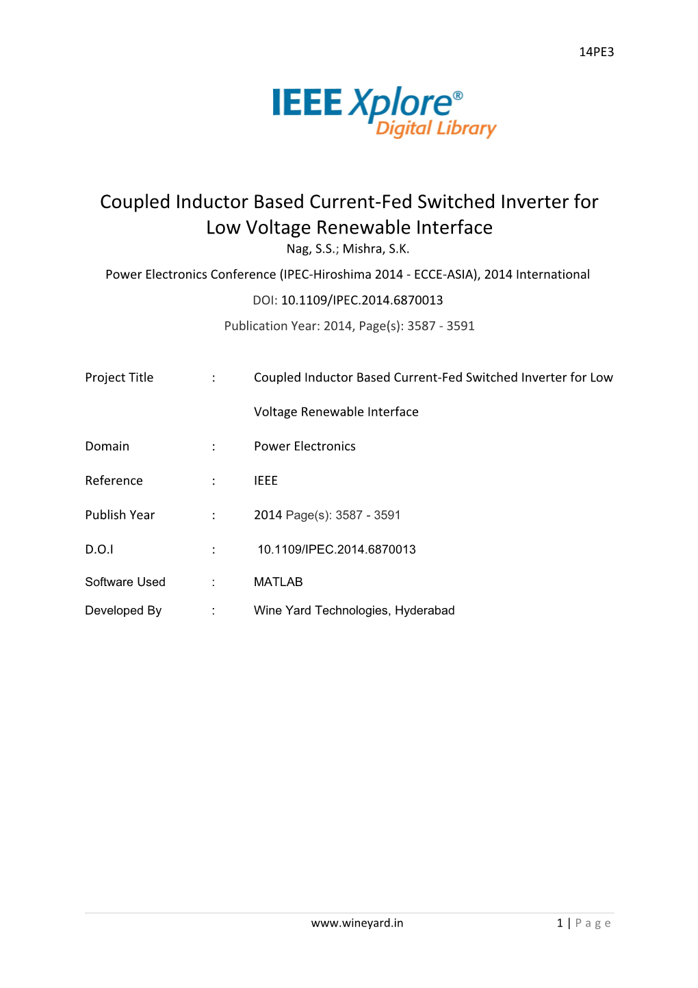 Coupled Inductor Based Current-Fed Switched Inverter for Lowvoltage Renewable Interface