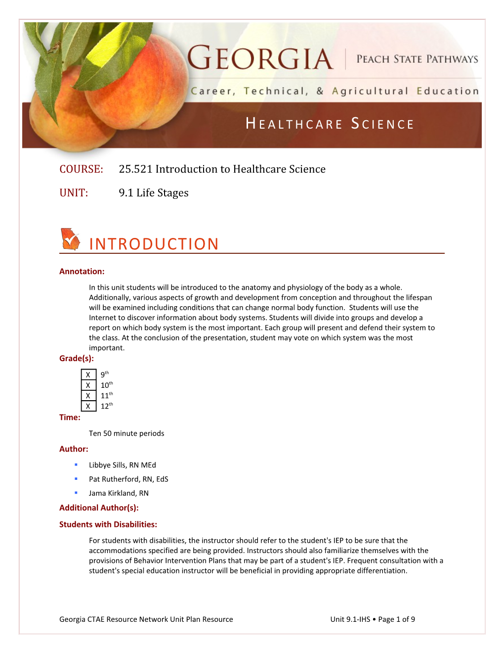 COURSE: 25.521 Introduction to Healthcare Science