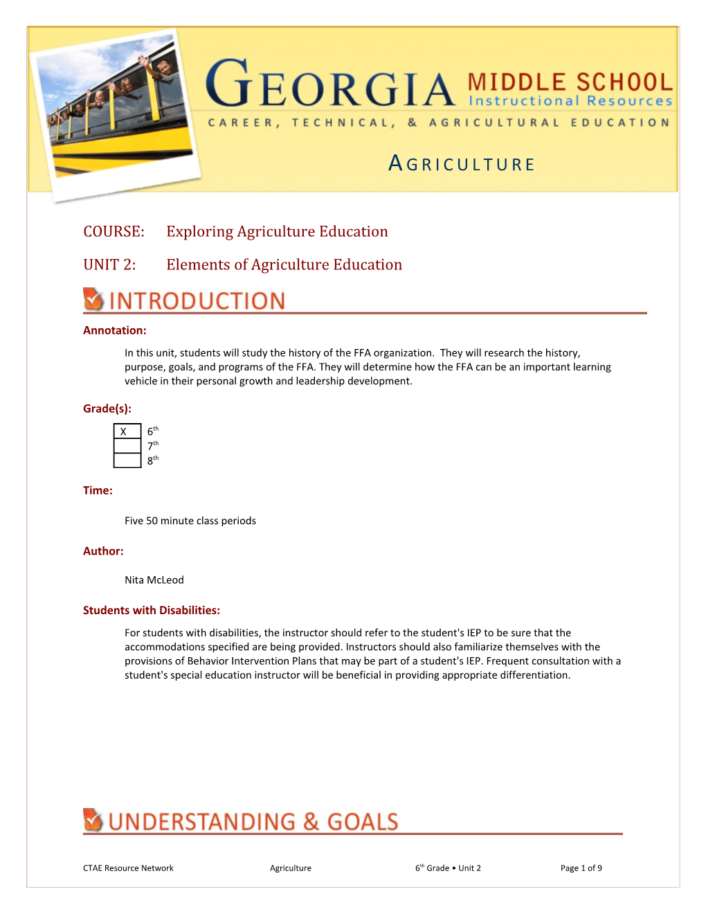 COURSE: Exploring Agriculture Education