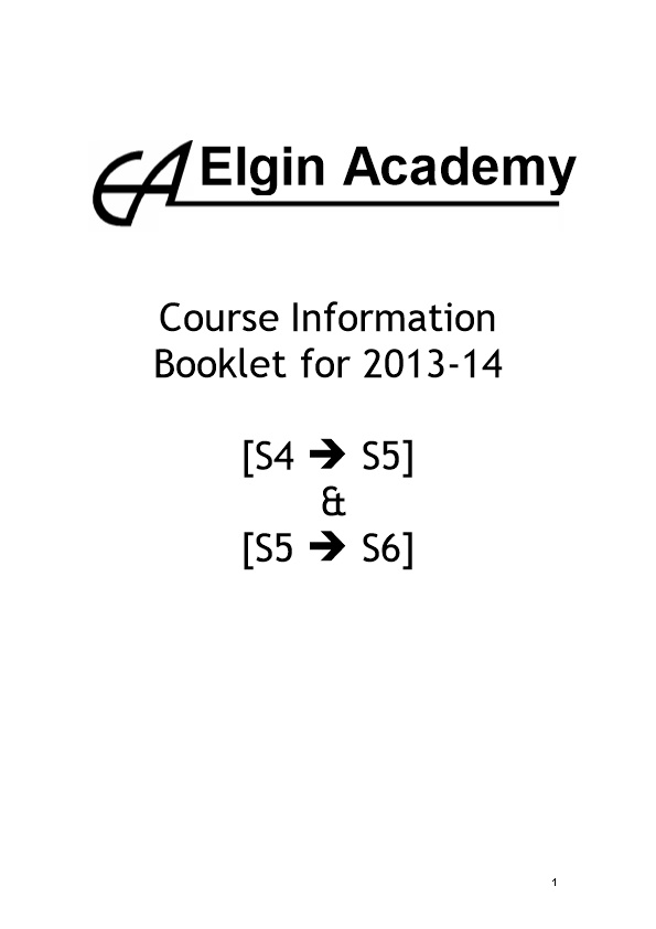 Course Information Booklet for 2013-14