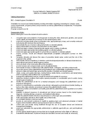 Course Outline for Dental Hygiene 50C, Page 1