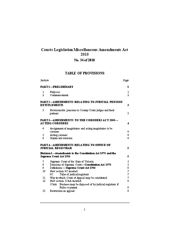 Courts Legislation Miscellaneous Amendments Act 2010