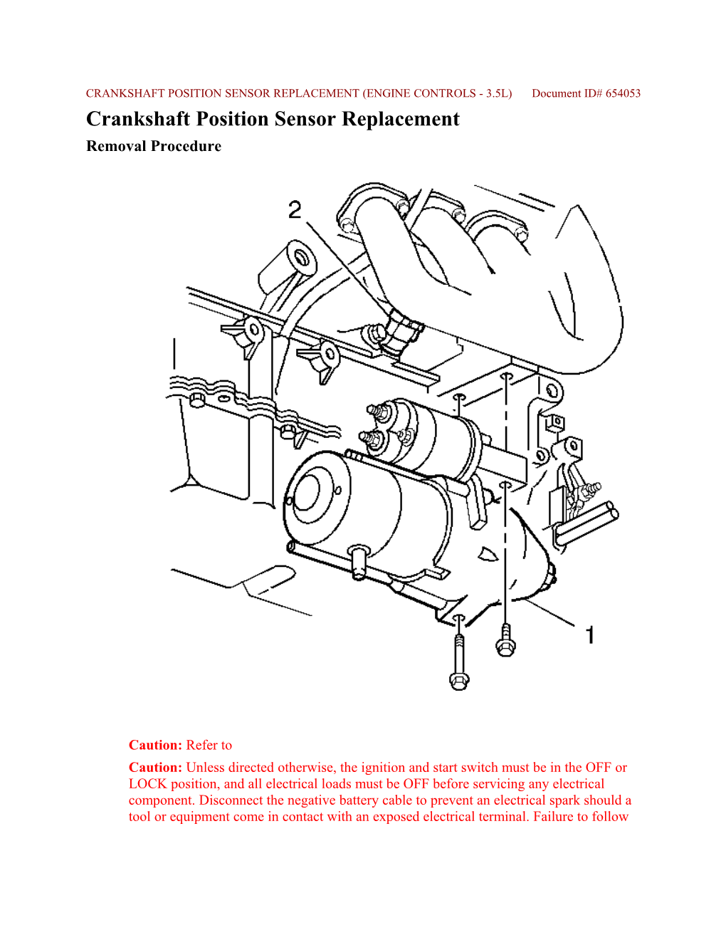 Crankshaft Position Sensor Replacement