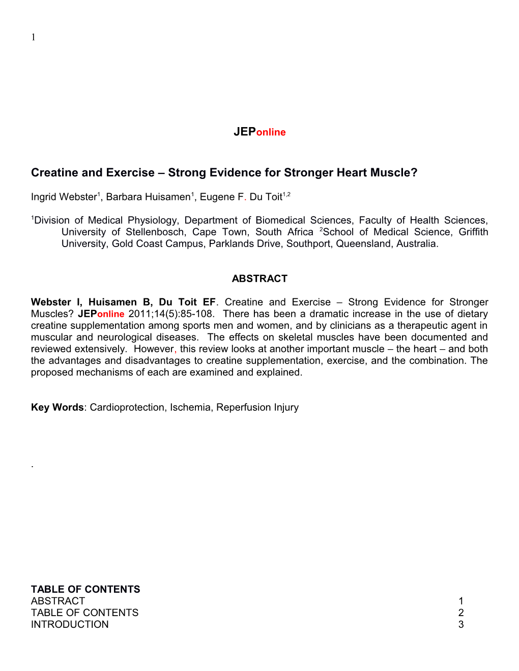 Creatine and Exercise Strong Evidence for Stronger Heart Muscle?