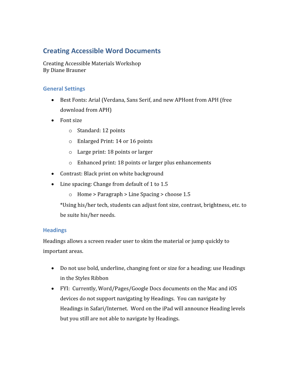 Creating Accessible Word Documents