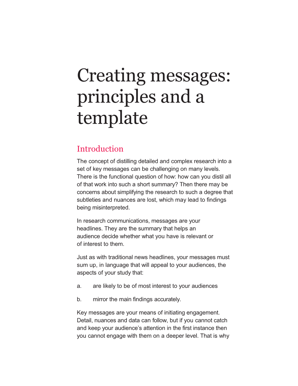 Creating Messages: Principles and a Template