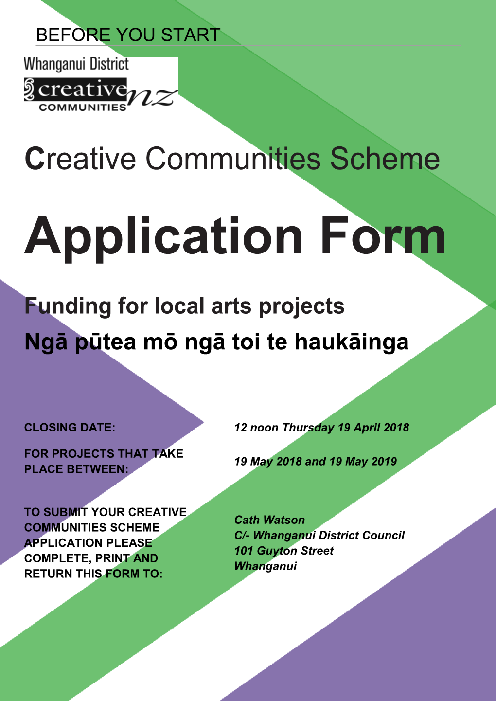 Creative Communities Scheme Application Form Closing 19 April 2018